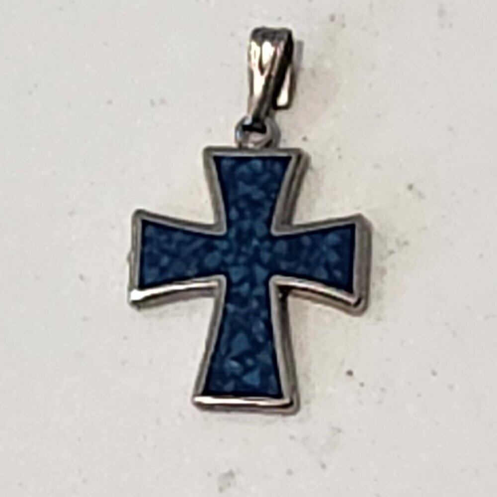 Petite Blue & Silver Cross